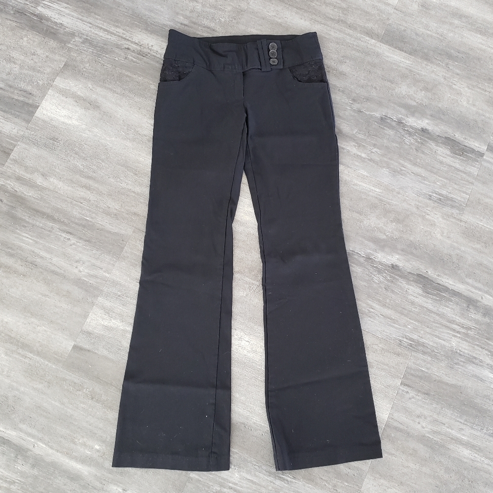 Black Lace Detailed Silhouette Business Pant